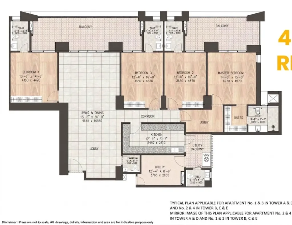 4 BHK  floor plan — DLF Privana West