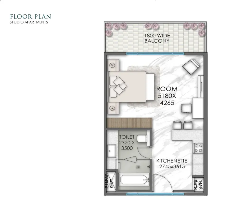 Studio Super Area floor plan — Delphine Central Park Estates Phase - 1