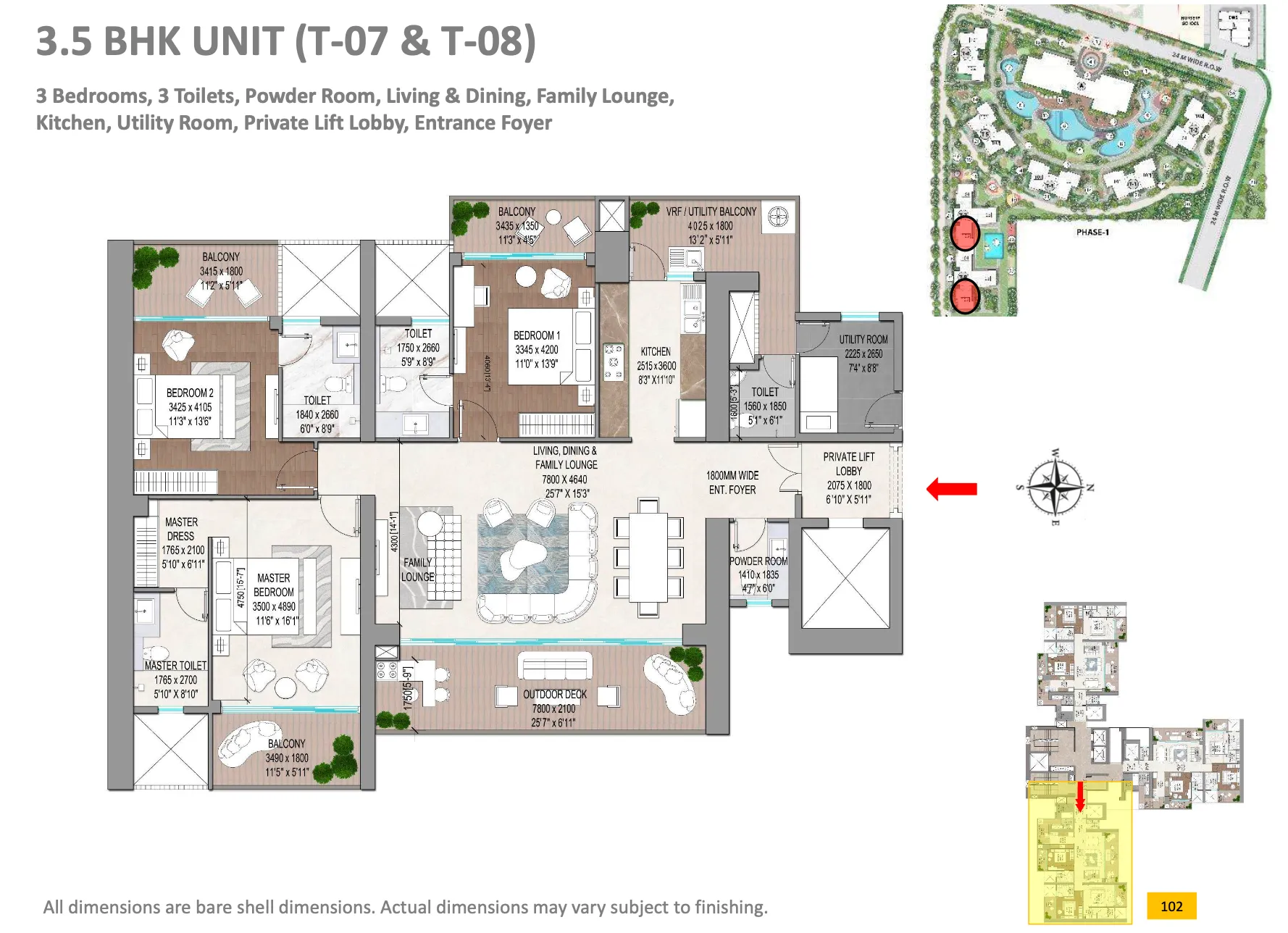 3.5 BHK Super Area floor plan — Signature Global Titanium SPR