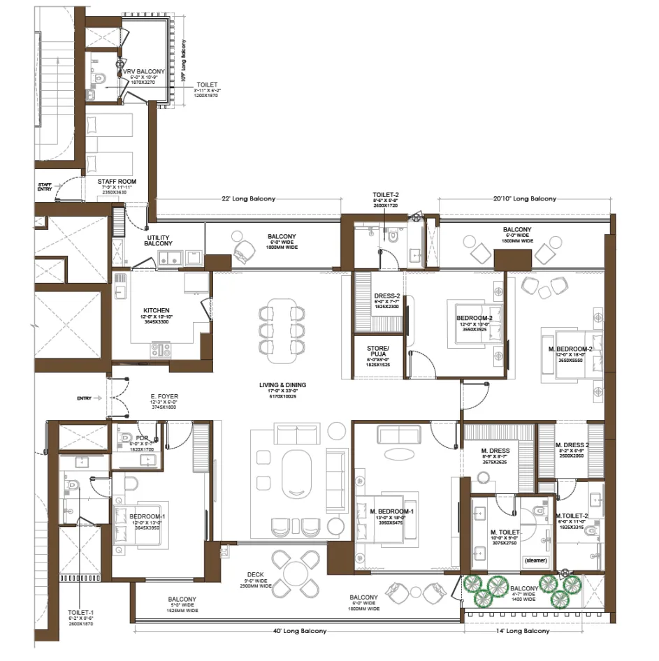 4 BHK Lower level floor plan — Birla Arika Phase - 2